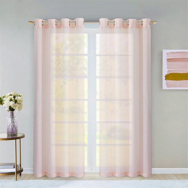 Palacedesigns 84 in. Blush Solid Modern Window Panels - Set of 2 PA3671516 - main